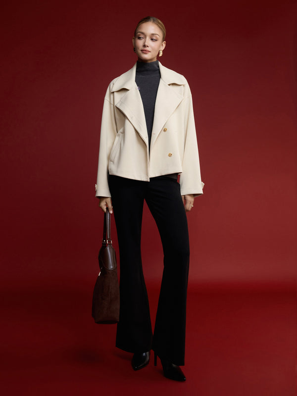 OGLmove Bamboo Piqué Peaked Lapel Cuff-Tab Jacket with Pockets