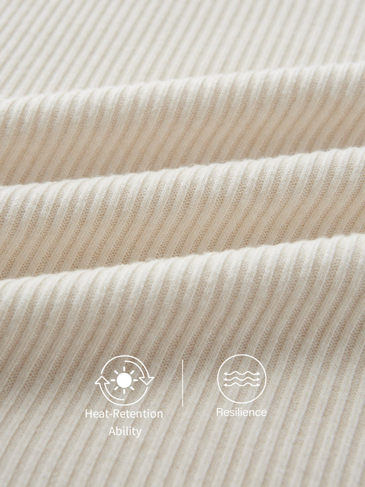 Ribbed Asymmetrical Neckline Long Sleeve Top