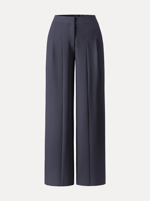 OGLmove Stretch Cotton Mid Rise Wide Leg Trouser Squid Ink Blue XS