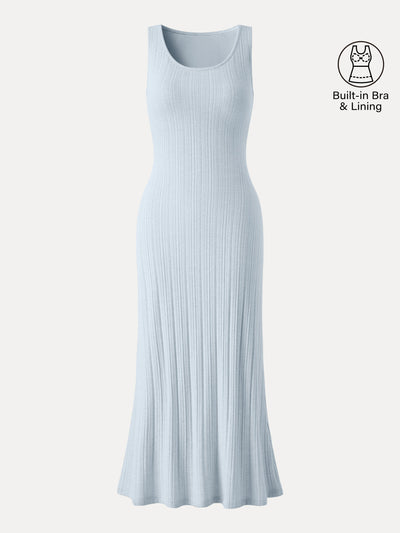 Pointelle U-Neck Maxi Bra Dress Blue Air XS