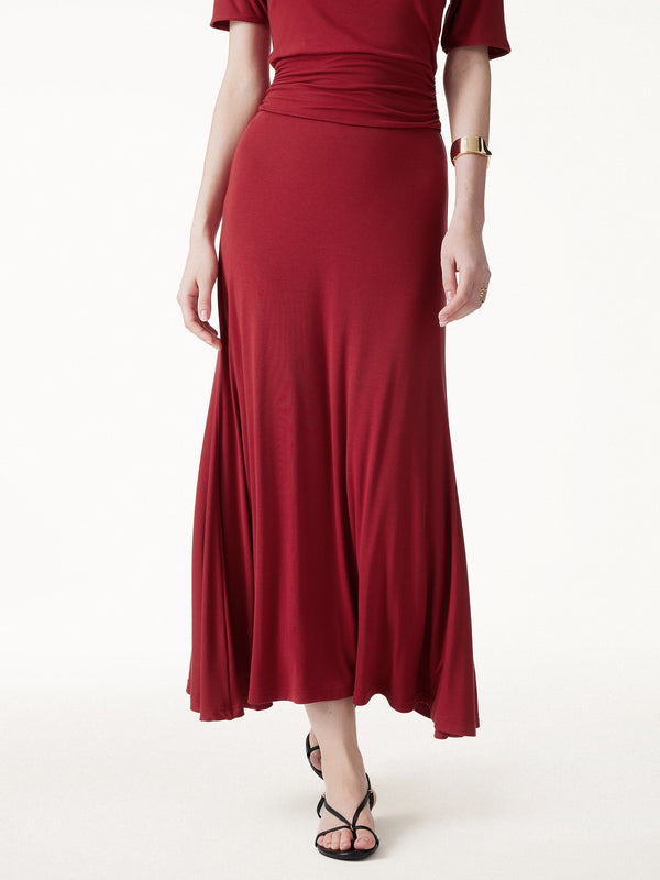 OGLmove CoolTouch Flowy Maxi Flared Skirt Orange Flame XS