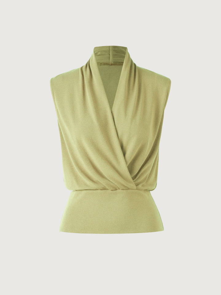 Surplice Wrap Tank Top Raw Bamboo XS