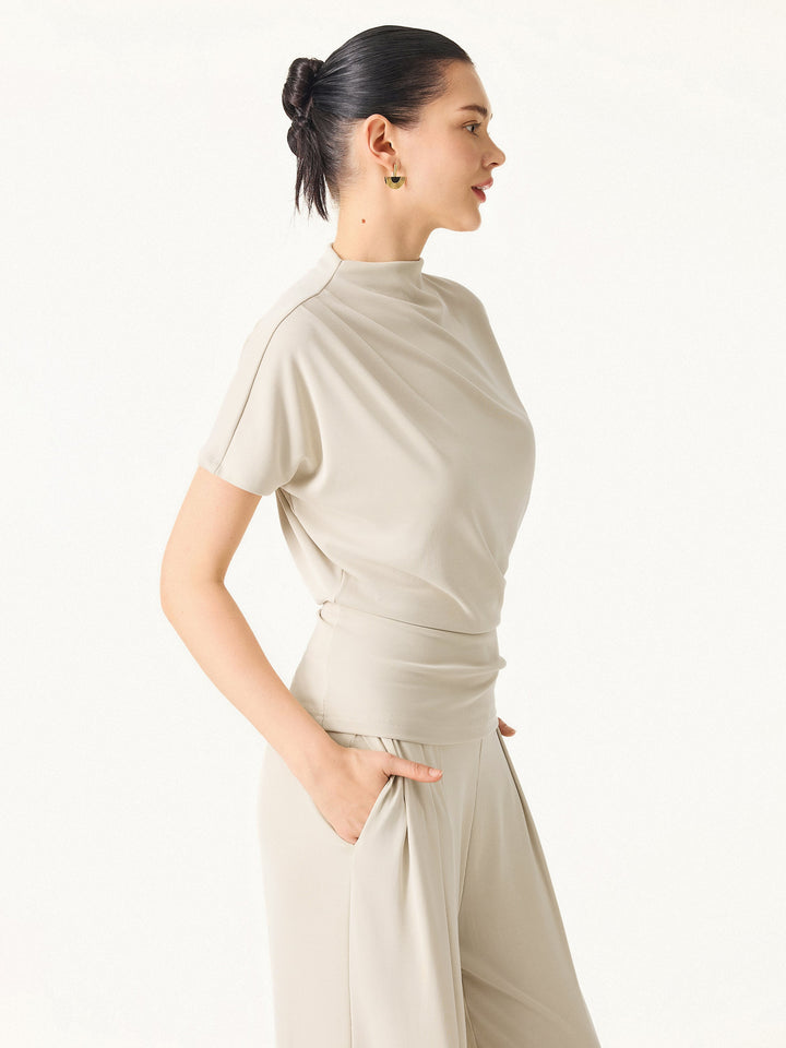 Mockneck Tucked Waist Define Top