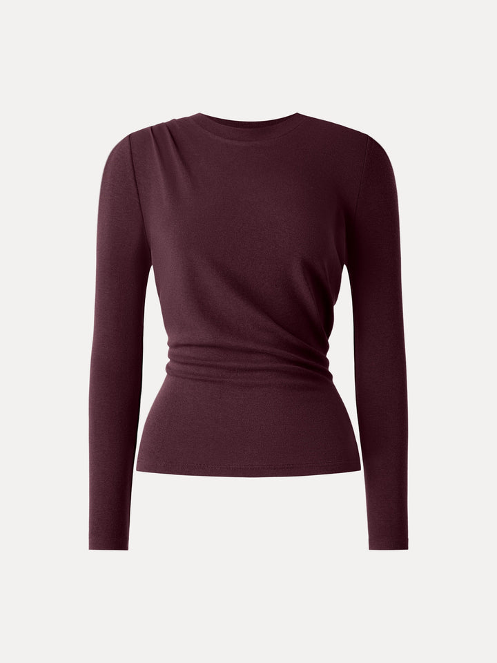 Light Warm Crewneck Tucked Top Ruby Berry XS