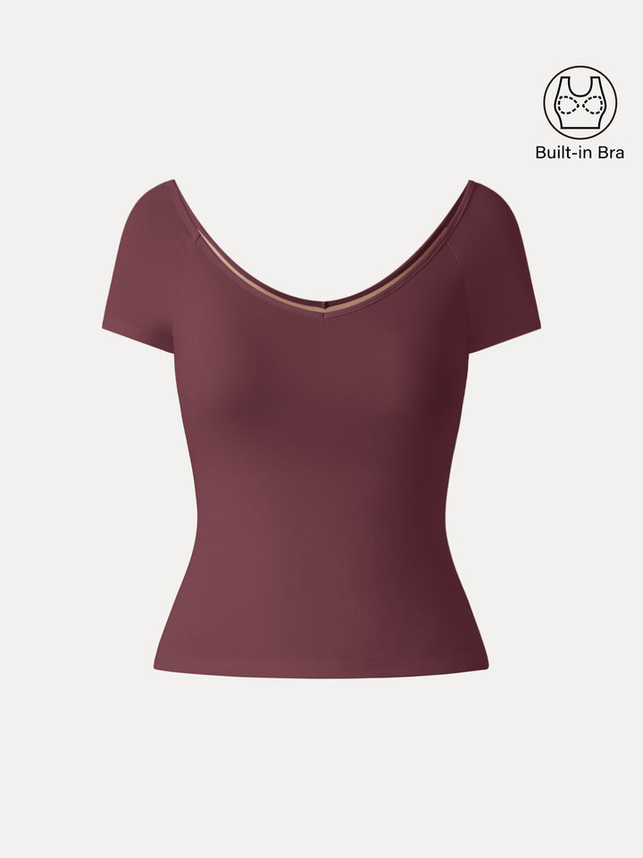 Modal Raglan Sleeve Sculpt Brami Tee Jujube Red XS