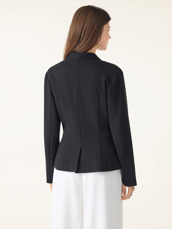 Stretch Shawl Lapel Button Front Blazer with Pockets