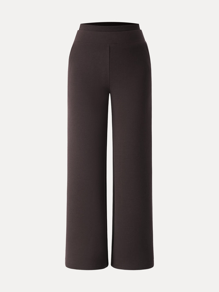 Double Waistband Straight Leg Pants with Pockets
