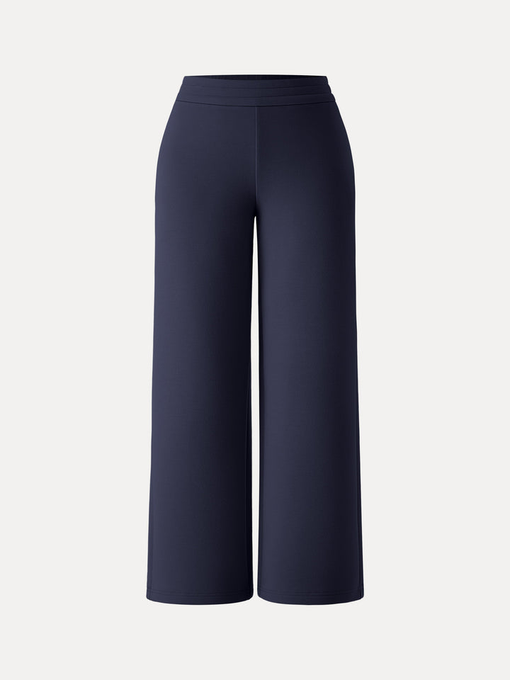 Cozy Warm High Rise Straight Leg Pull-on Pants with Pockets Petite Universe Navy