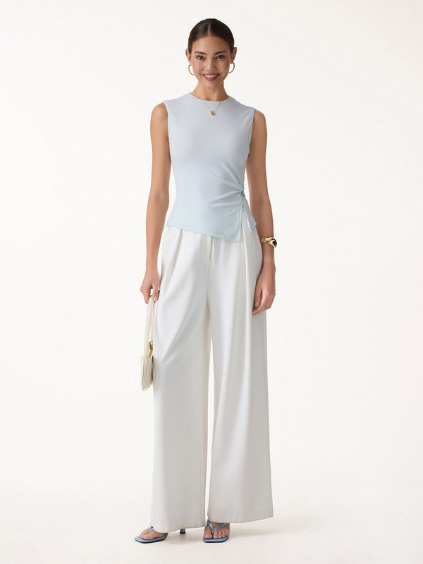 OGLmove Round Neck Twisted Bra Tank with Slit