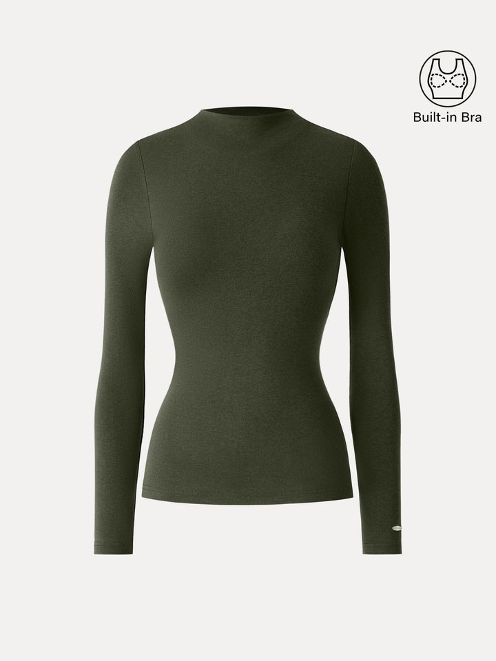LiteWarm Mockneck Long Sleeve Brami Deep Olive XS