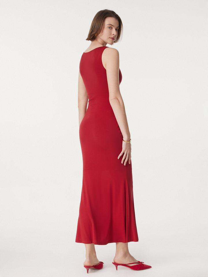 Effortless Boatneck Mermaid Maxi Dress