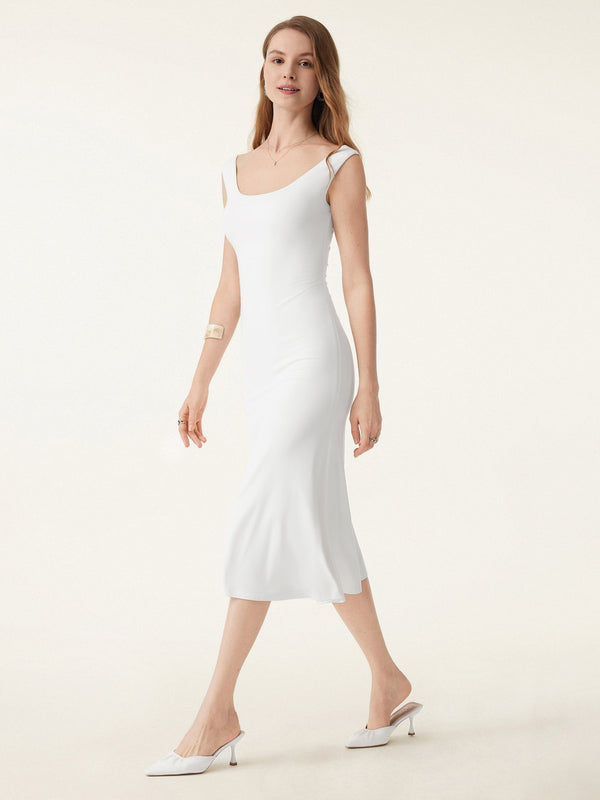 Scoop Neck Midi Low Back Brami Dress