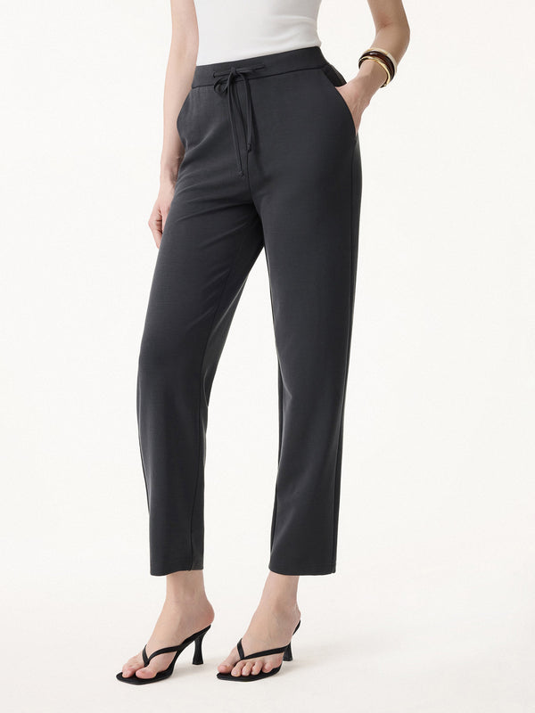 OGLmove Sandwashed Mid Rise Cropped Tapered Travel Pants with Pockets Blue Charcoal Grey XS