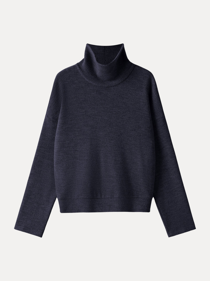 Turtleneck Relaxed Fit Long Sleeve Top Universe Navy XS