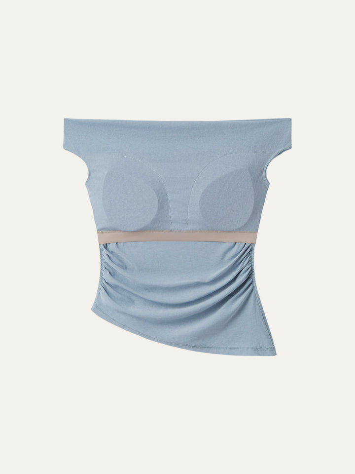 Cold Shoulder Cotton-Linen Gathered New Airy Brami
