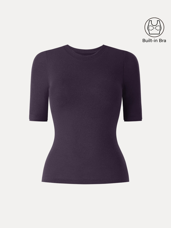 Lyocell Cashmere Crewneck Layered Cuff Brami Purple Gloam XS