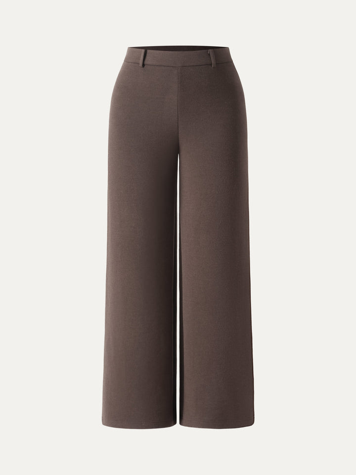 Essential FuzzLuxe Mid Rise Straight Leg Pull-on Pants Petite Chocolate Brown