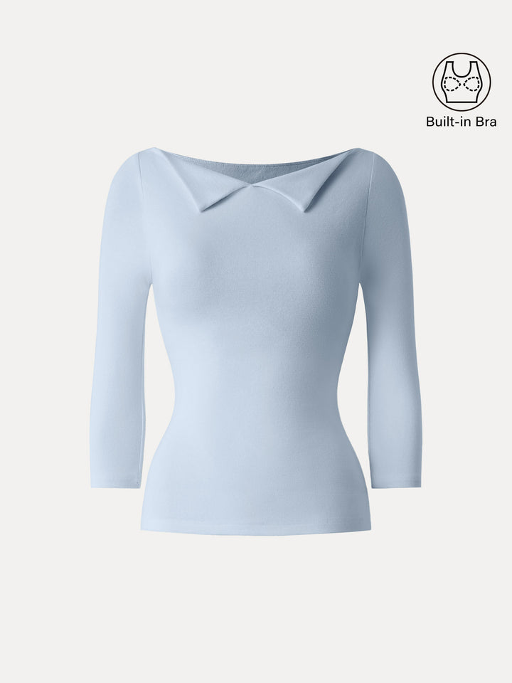 Light Warm Flapped Boatneck 3/4 Sleeve Brami