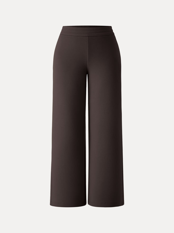 Cozy Warm High Rise Straight Leg Pull-on Pants with Pockets Petite Espresso