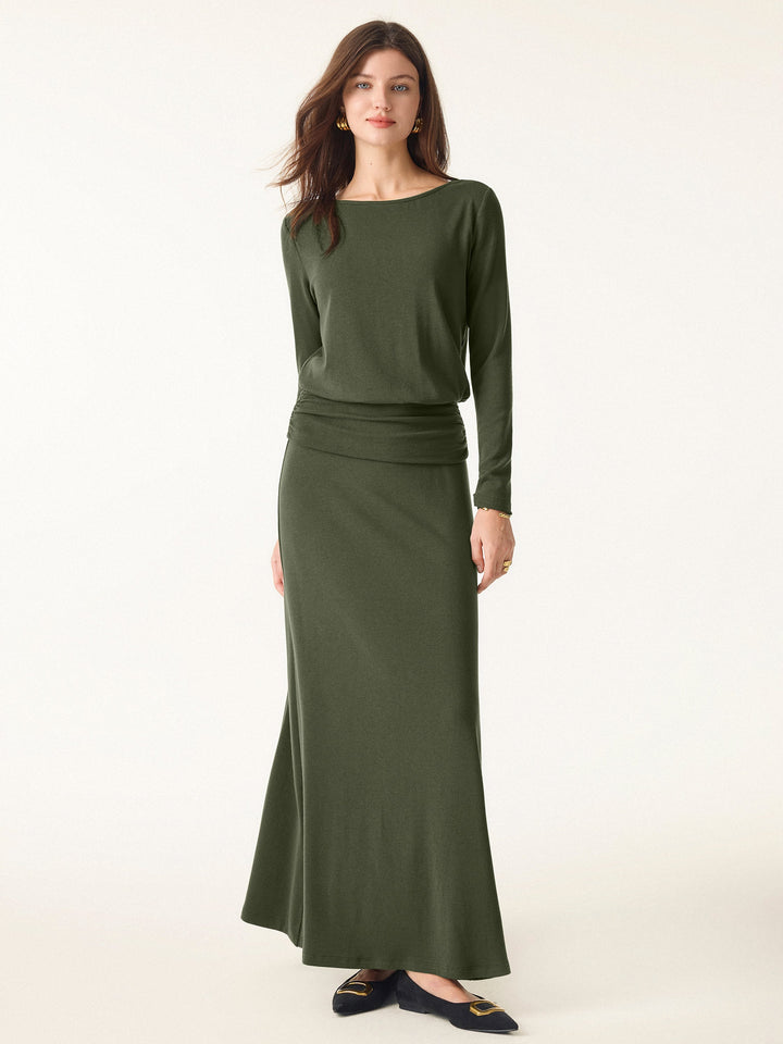 Light Warm Pull-on Circle Flared Maxi Skirt