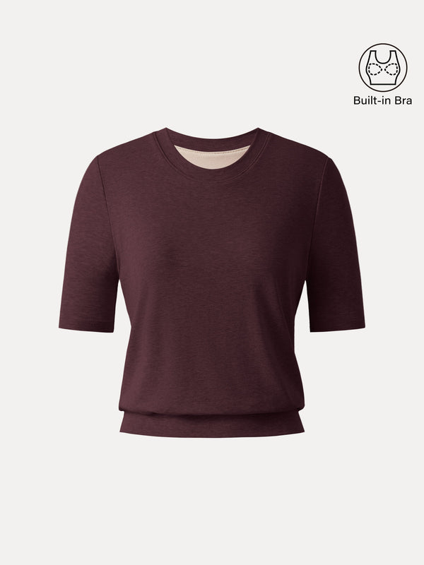 OGLmove Lyocell Wool Crewneck Bra Top with Banded Hem