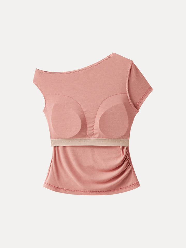 2Pcs Set Asymmetrical Cold Shoulder New Airy Brami Top