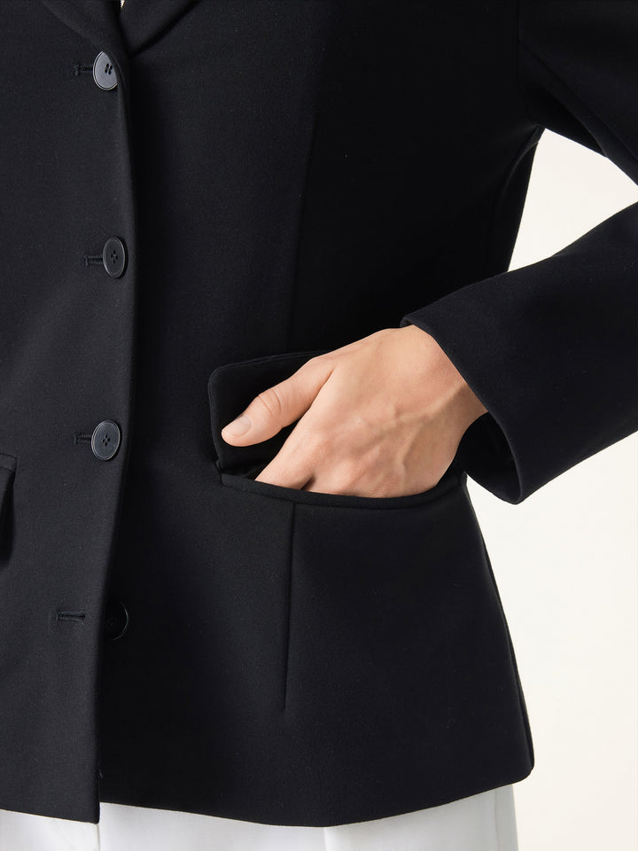 Stretch Shawl Lapel Button Front Blazer with Pockets