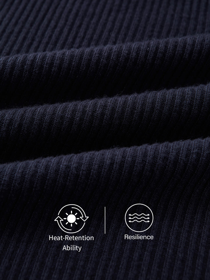 Ribbed Stand Collar Long Sleeve Top