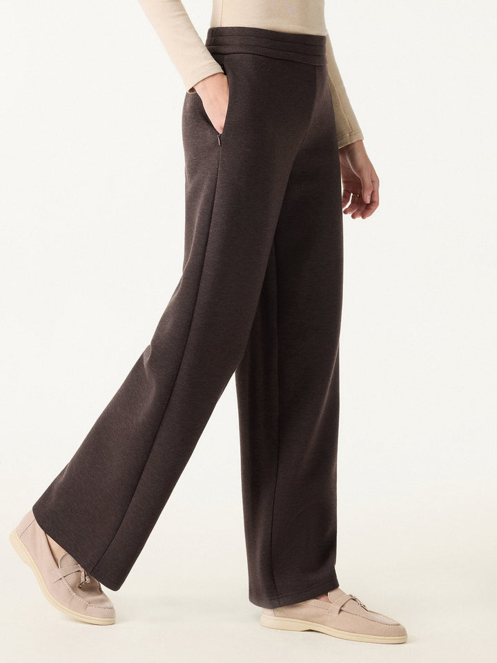 Cozy Warm High Rise Straight Leg Pull-on Pants with Pockets