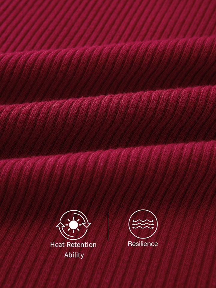 Ribbed Stand V-neck Frog Button Long Sleeve Brami