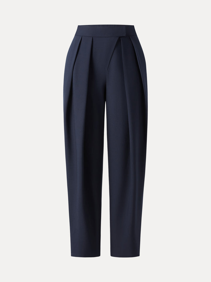 High Rise Pegged Leg Trousers with Pockets