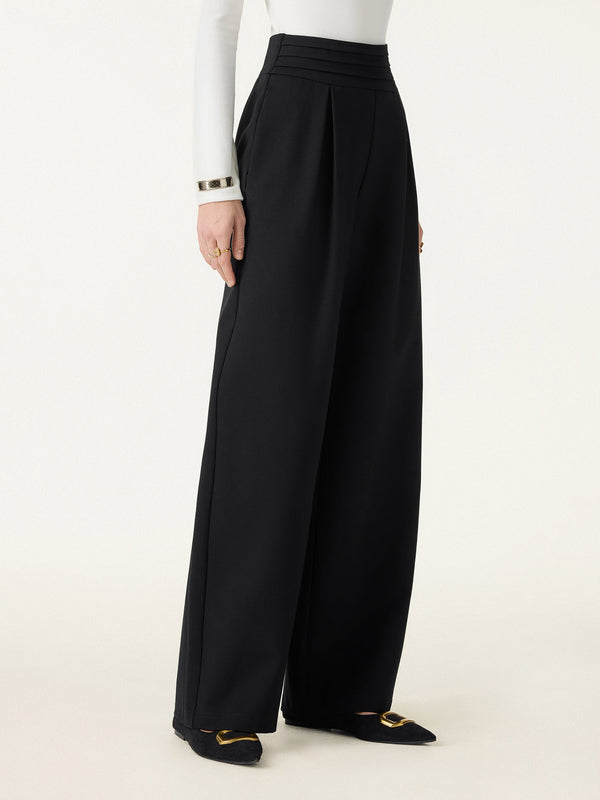 Chic High Rise Wide Leg Trousers with Pockets
