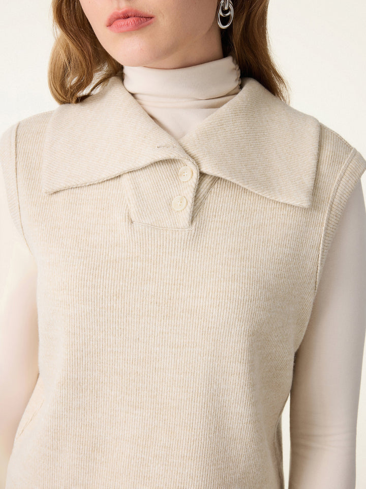 Cozy Warm Collared Sleeveless Vest Top