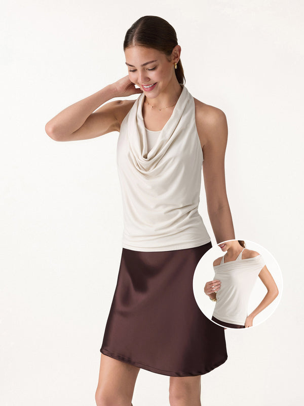 OGLmove Matte Cowl Neck Bra Top Fog XS