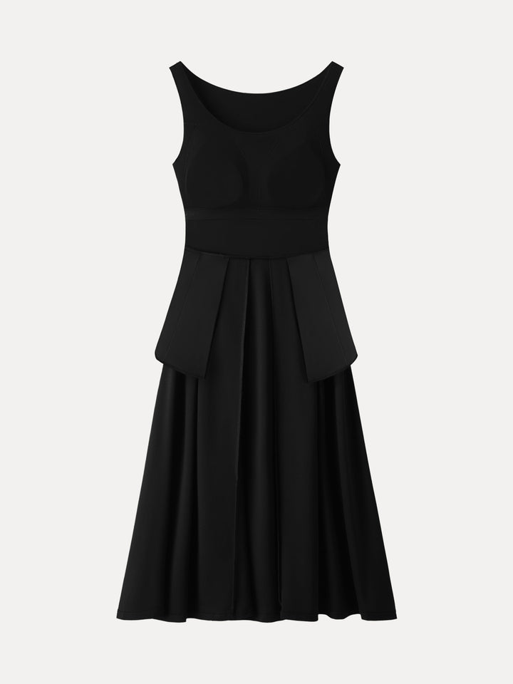 Balletic Scoop Neck Midi Brami Dress with Pockets