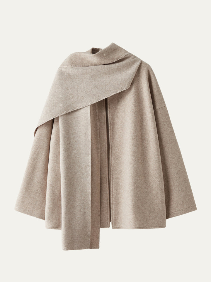 Mock Neck Crop Top & Mermaid Maxi Skirt & Scarf Jacket Jacket Heather Oatmeal
