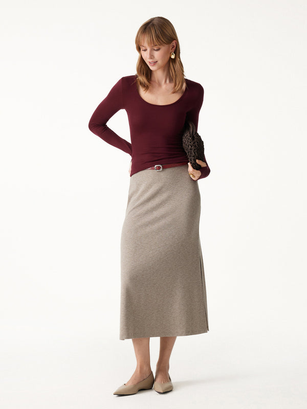 OGLmove Eco-Mousse® Side-Slit A-Line Midi Skirt