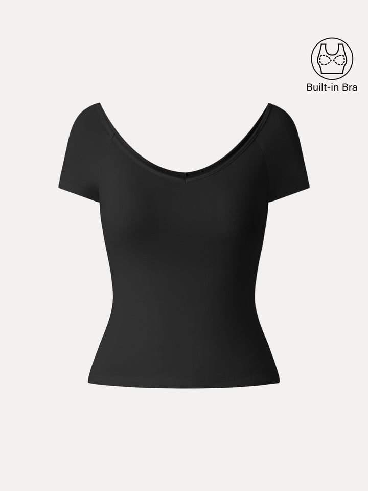 Modal Raglan Sleeve Sculpt Brami Tee Black XS