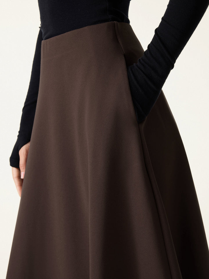 Wrinkle-Resistant High Rise Pull-on Maxi Skirts with Pockets