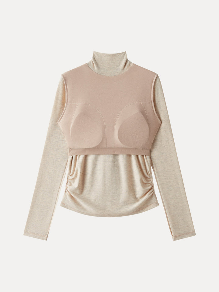 Ruched Long Sleeve Brami with Scarf