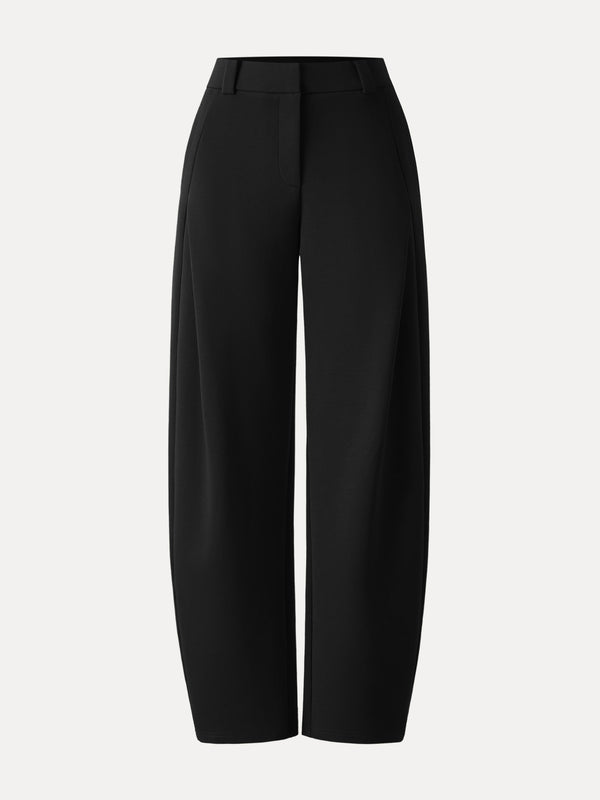 Spring Stretch Cotton High Rise Barrel Leg Pants with Pockets