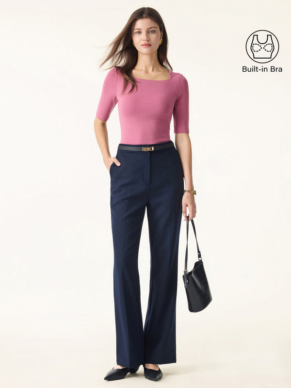 Essential Square Neck Elbow Length Sleeve Brami