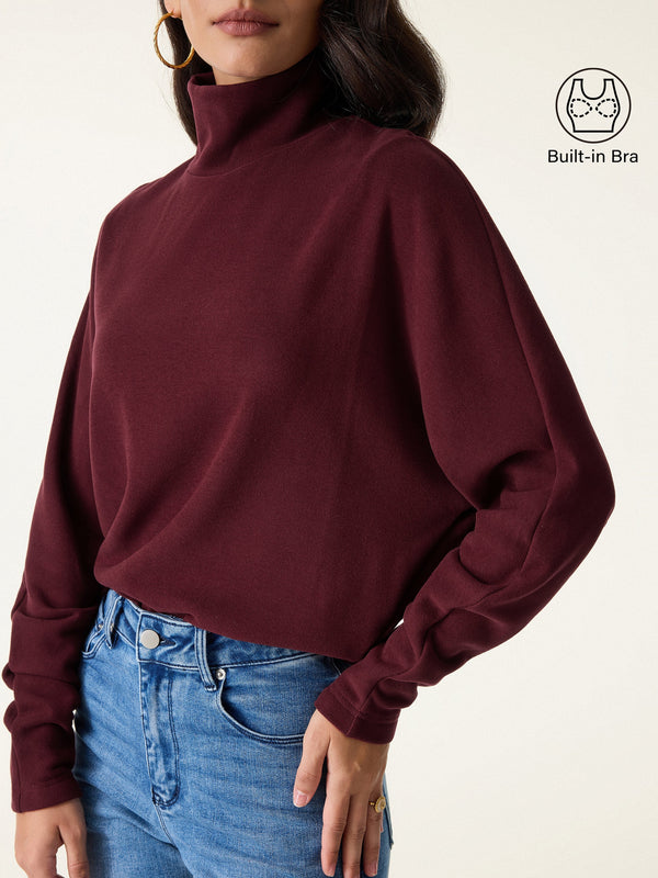 Cozy Warm Mockneck Batwing Sleeve Brami