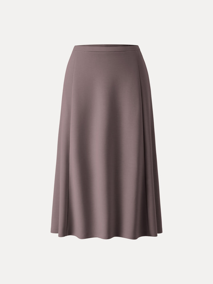 Everyday Mid Rise Flared Midi Skirt with Pockets Deepest Mauve XS