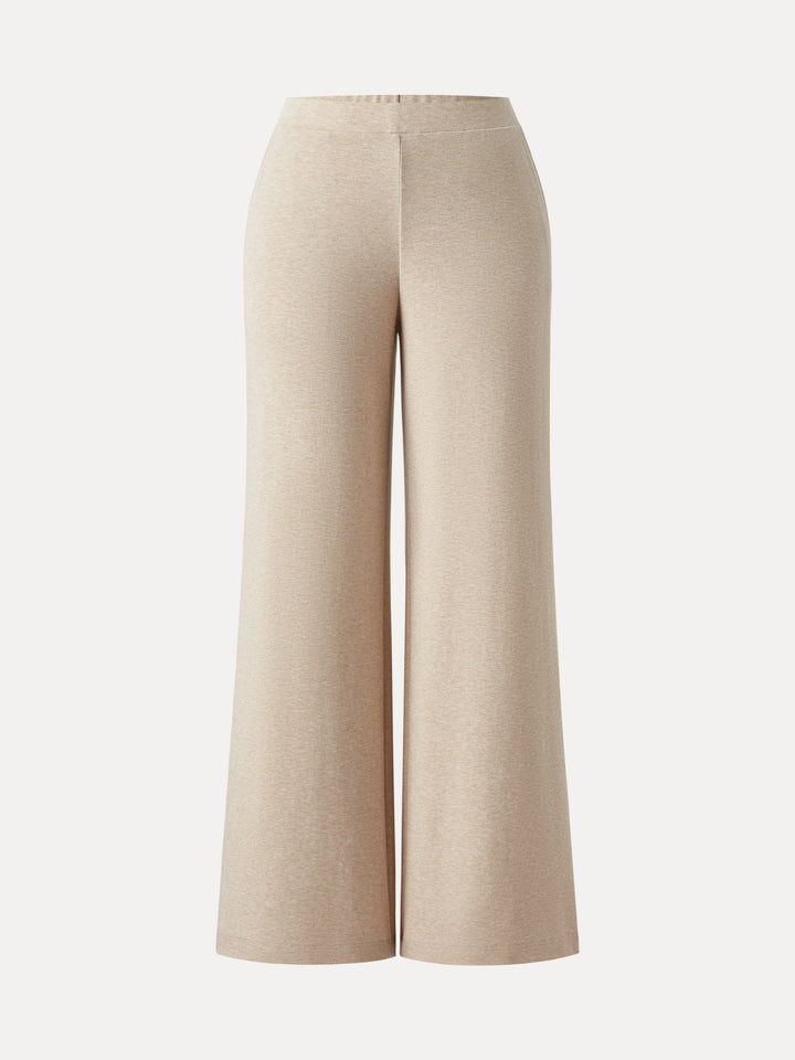 Lyocell Wool Mid Rise Wide Leg Pull-on Pants with Pockets Petite Heather Tan