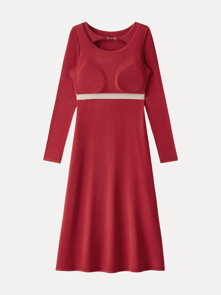 Metal Chain Detail Boatneck Midi Brami Dress