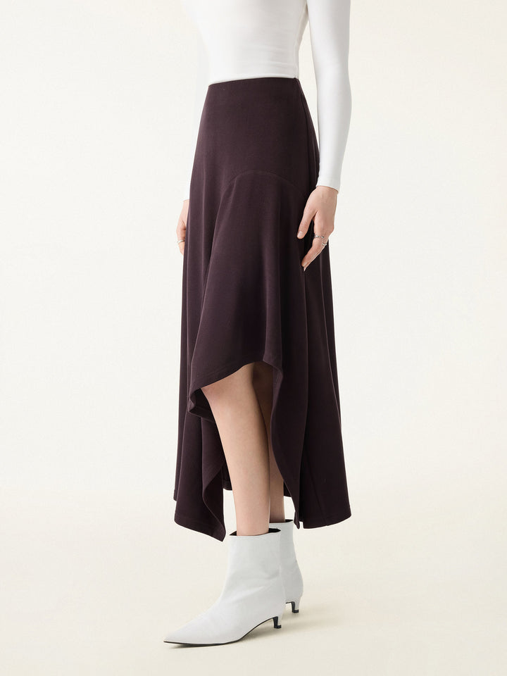 Flowy A-line Asymmetrical Midi Skirt
