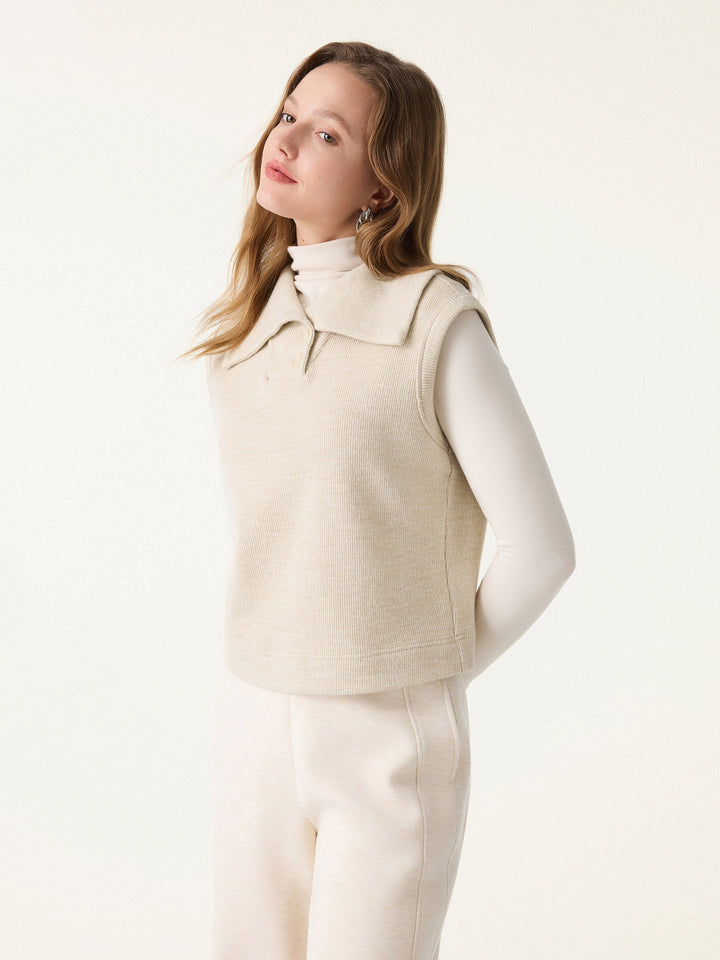 Cozy Warm Collared Sleeveless Vest Top
