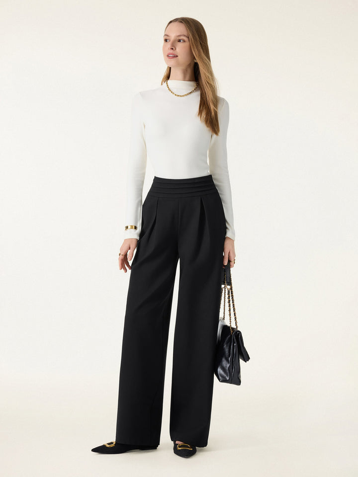Chic High Rise Wide Leg Trousers with Pockets