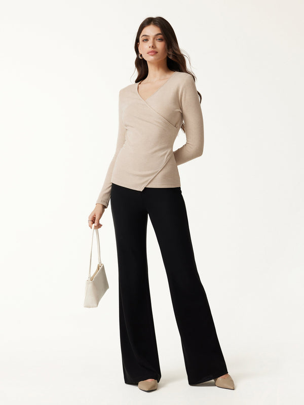 OGLmove Surplice Long Sleeve Asymmetrical Hem Top